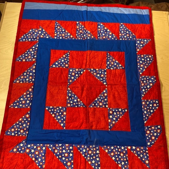 Hand Crafted Patriotic Lap Quilt 46” x 35” (HL) - Picture 3 of 11